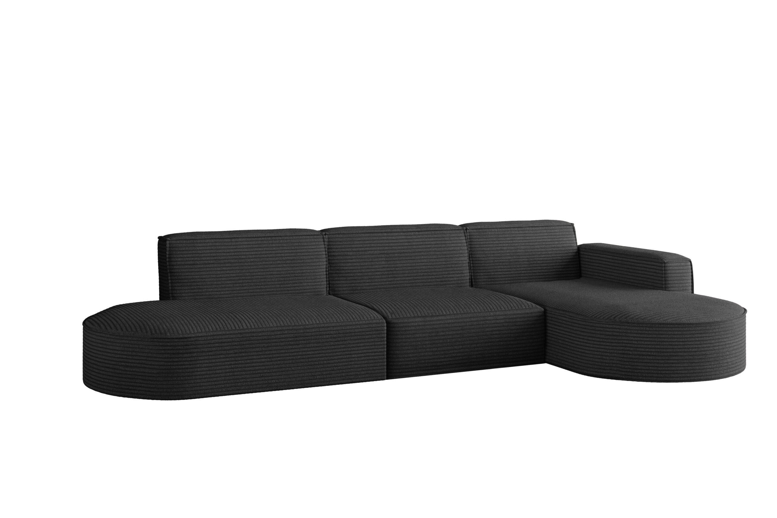 ECKSOFA Designer, Sofa L form MODENA 296cm stoff Poso Schwarz Rechts - Schwarz, Holz (296/296cm) - Kaiser Möbel
