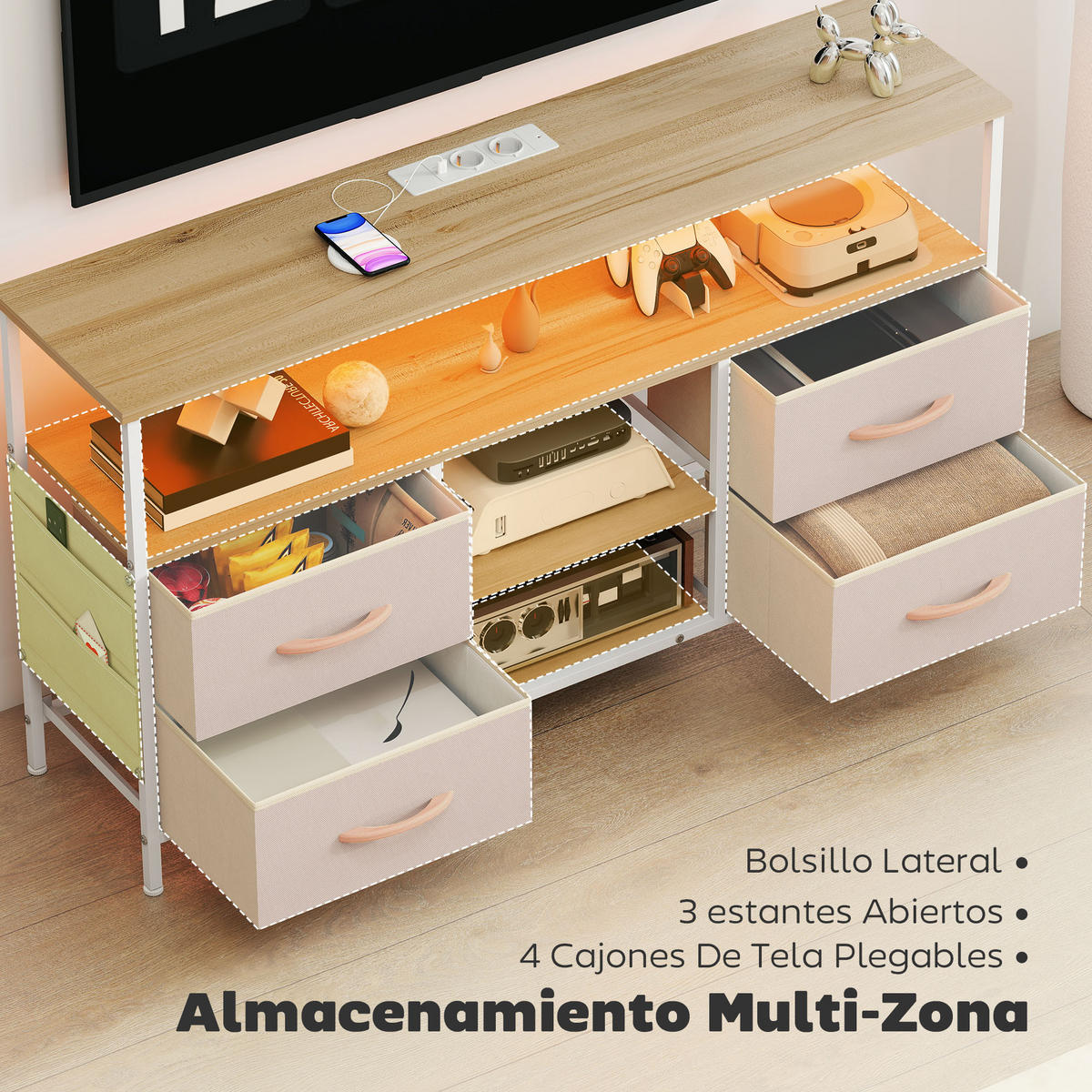 TV-MÖBEL Multicolor 1 Stück - Multicolor, Holzwerkstoff (120/67.5/30cm) - GiPP