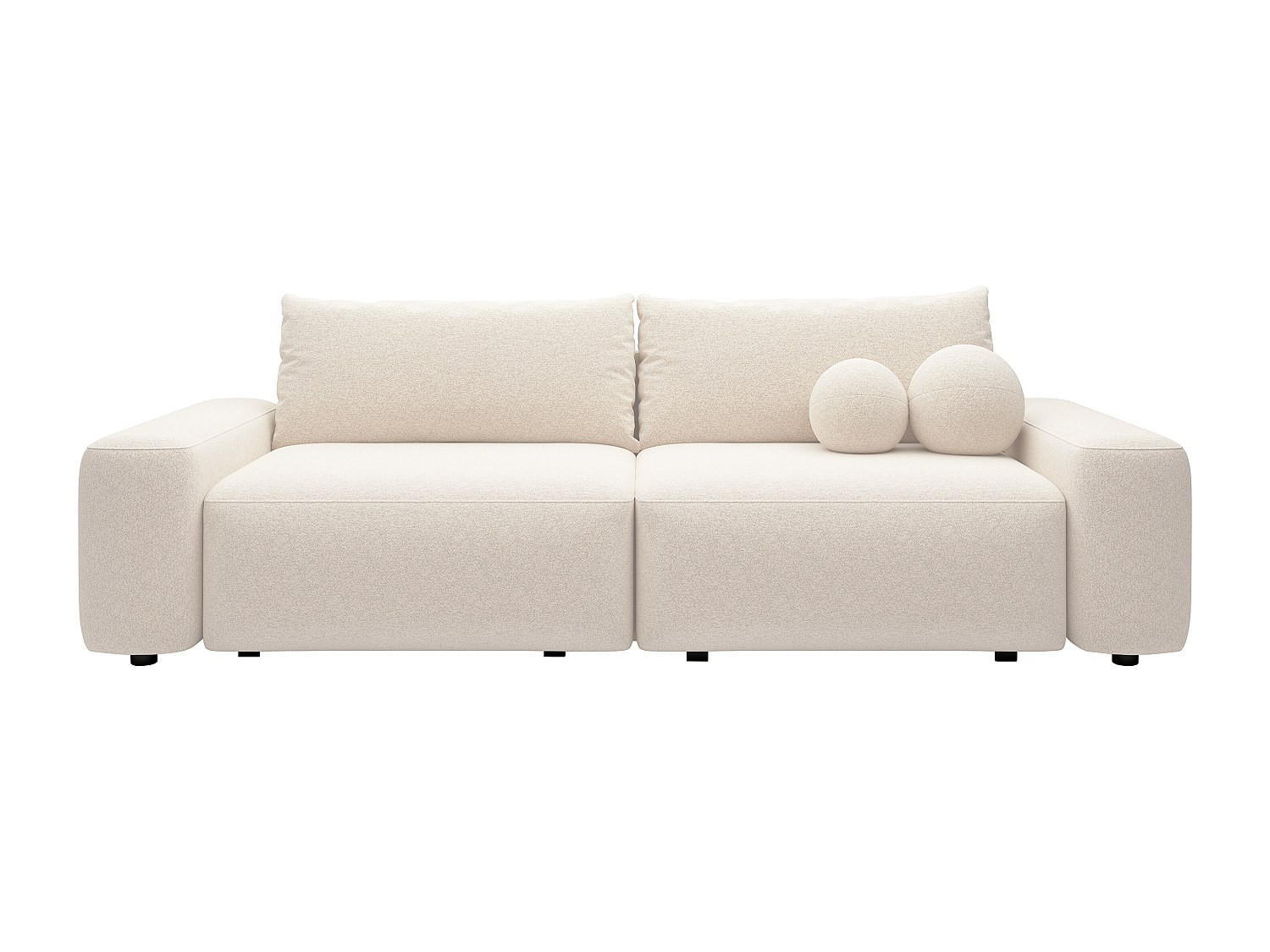 SCHLAFSOFA - 4 Personen - Stoff - Cremefarben - - Creme, Textil (257/87/105cm) - Vente-Unique