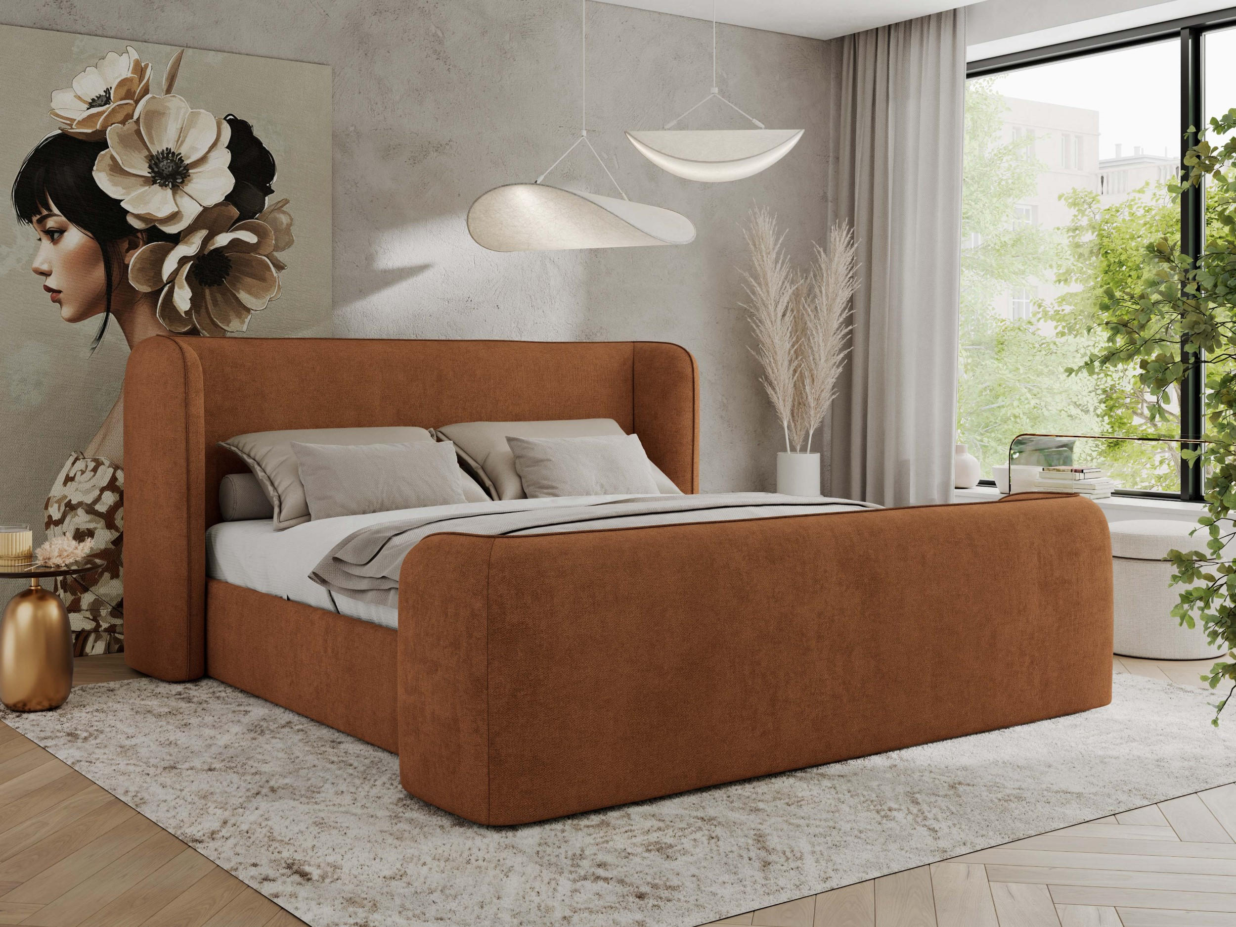 POLSTERBETT EMORA CLASSIC DUO 160/200 - Orange Strukture - Pocket-Matratze - Orange, Textil (160/200cm) - MKS