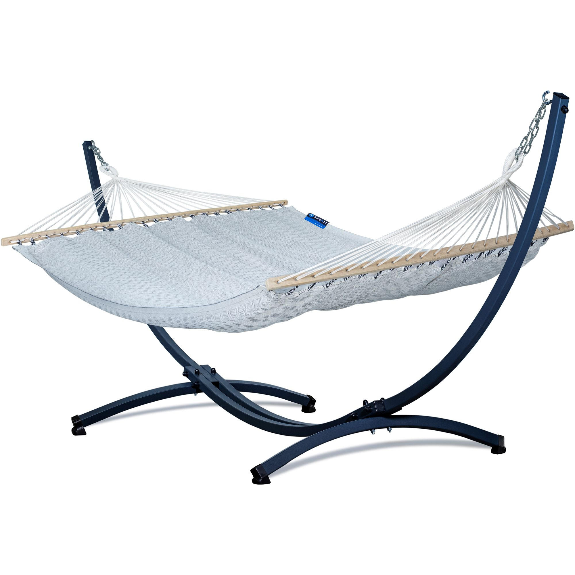 HÄNGEMATTE mit Gestell, 2 Personen, Stabhängematte, XL, 160 kg, Metall, Grau, einfache Montage - Grau, Metall (370/130/120cm) - Potenza