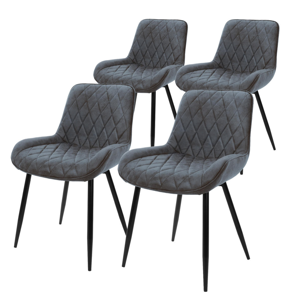 ESSZIMMERSTUHL Samt Anthrazit 4er Set - Anthrazit, Metall (54/81/60cm) - ML-DESIGN