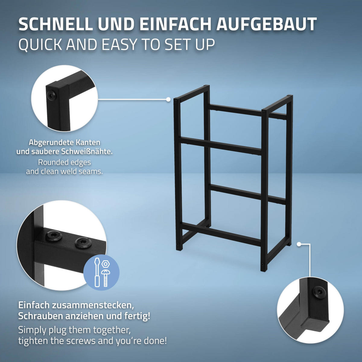 GETRÄNKEKISTENREGAL - Schwarz, Metall (31/75.5/47cm) - ML-DESIGN