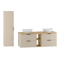 BADMÖBEL 140.6cm Astrid 2er-Set Kaschmir und Holz - Beige, Holzwerkstoff (140.6/52.2/46.5cm) - Petits-meubles