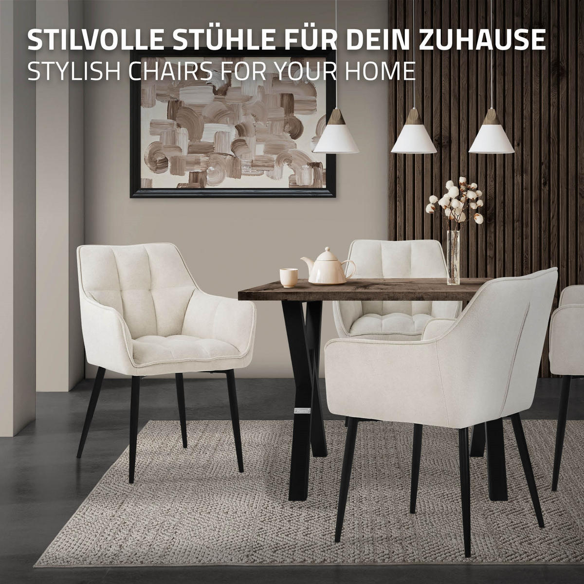 JÍDELNÍŽIDLA, SADA 4 KS, krémová froté látka - černá/krémová, kov/textil (63/90/57cm) - ML-DESIGN