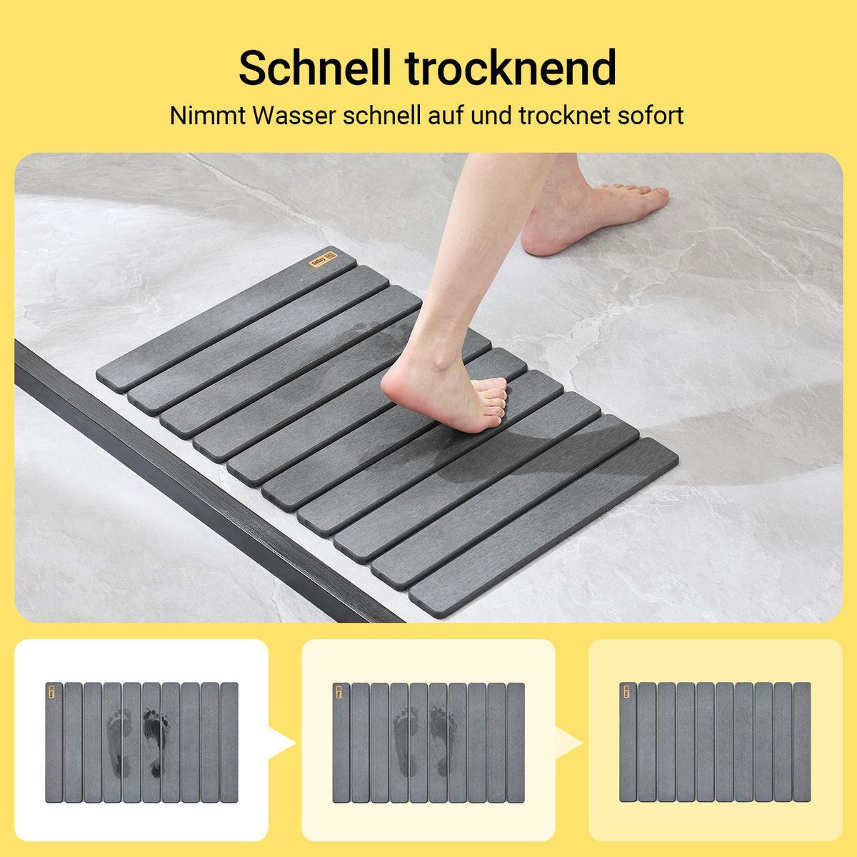 BADEMATTE Badezimmer - Grau, Stein (59/39cm) - SoBuy