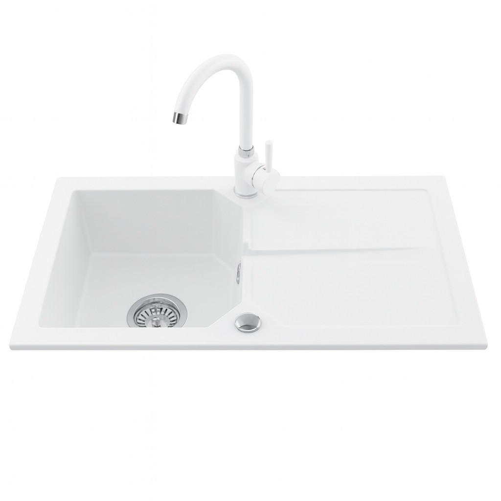 GRANITSPÜLE KDO weiss 750x435mm - Weiß, Holzwerkstoff (43/17/43cm) - roe furniture