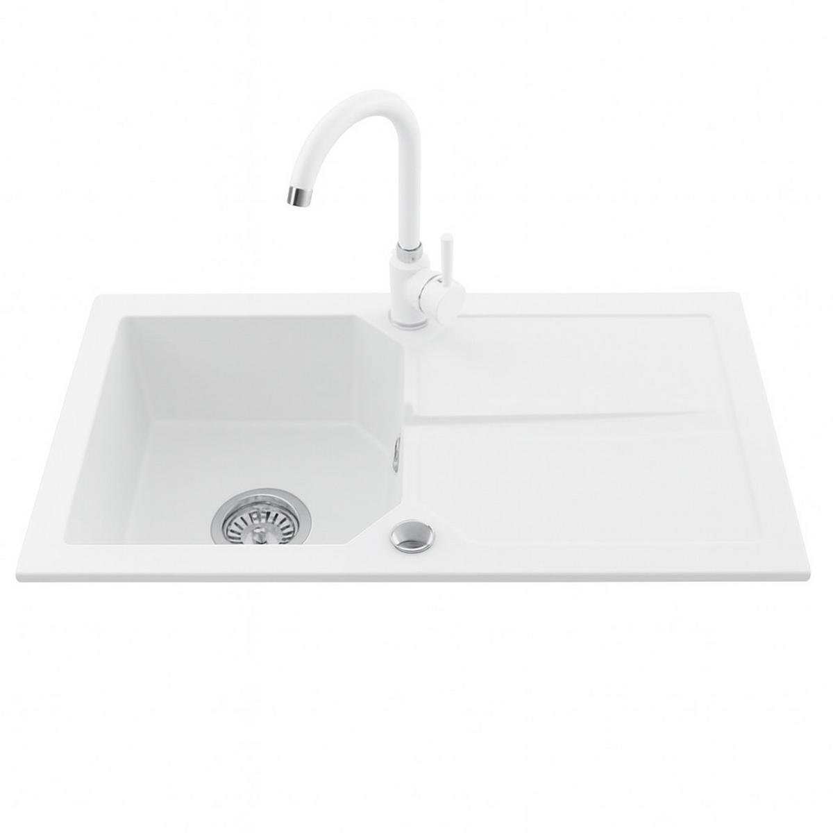 GRANITSPÜLE KDO weiss 750x435mm - Weiß, Holzwerkstoff (43/17/43cm) - roe furniture