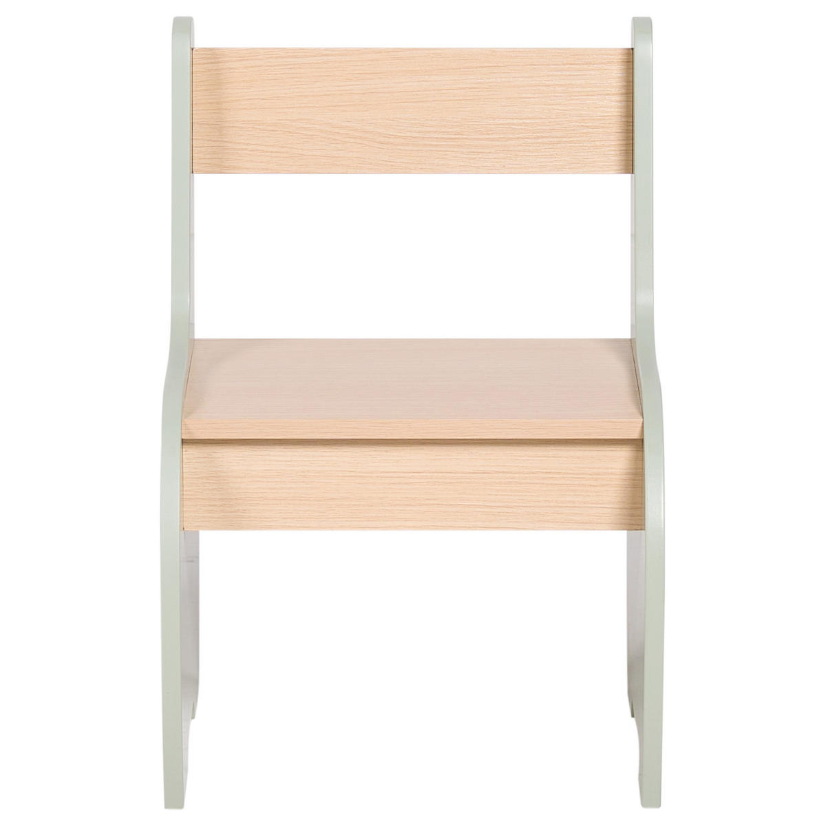 KINDERTISCH mit Stühlen Hellbraun/Grün Lucas - Hellbraun, Holzwerkstoff (80/50/48cm) - Beliani