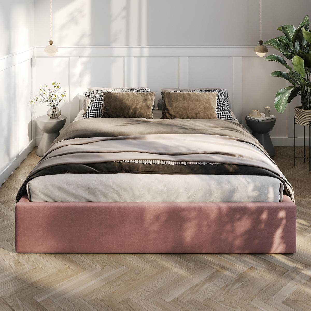 POLSTERBETT 160x200cm Bett mit Stauraum Lattenrost Altrosa - Altrosa, Holz/Holzwerkstoff (160/200cm) - Muralo