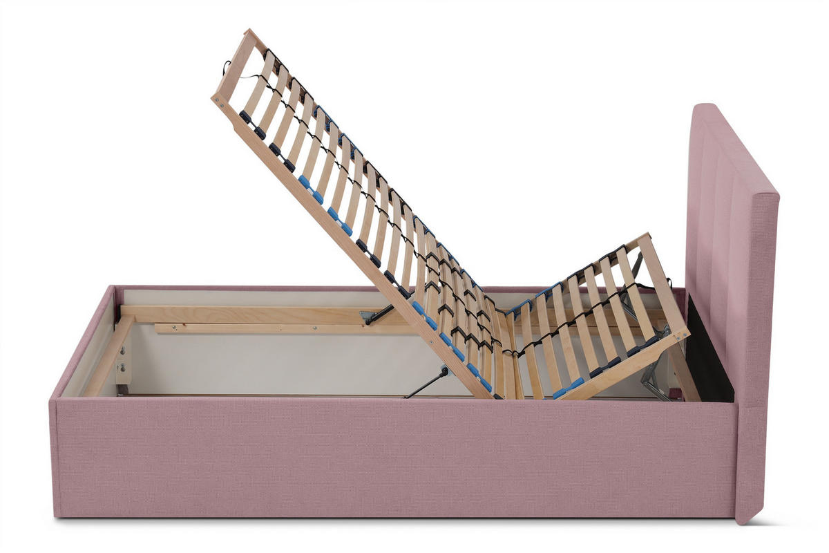 POLSTERBETT Dalas Rose 100 x 200 x 40 cm Bettkasten Mit hochwertiger Matratze H3 (bis 120 kg) und Lattenrost - Rosa, Holz (100/200cm) - Halmon Schlafkomfort Betten 