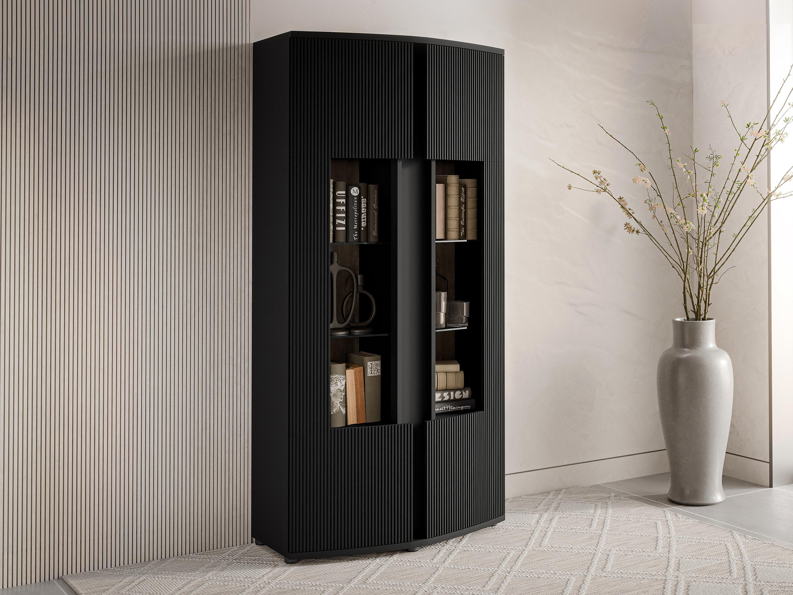 VITRINE Michelle 87 - Schwarz, Holzwerkstoff/Kunststoff (87/180/47cm) - MIRJAN24