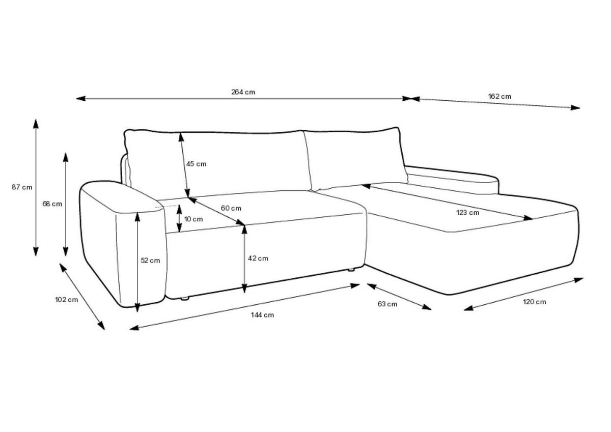 ECKSOFA LOOP Beige 264x162x87 cm - Beige, Textil (264/162cm) - FURNLUX