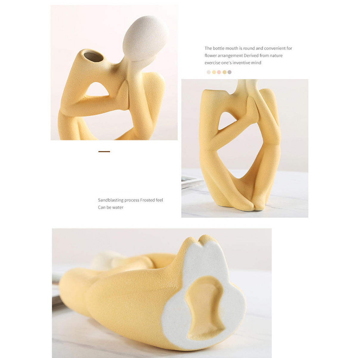 VASE 14 x 8,5 x 19 cm Keramik - Gelb, Keramik (19cm) - LIBRATON