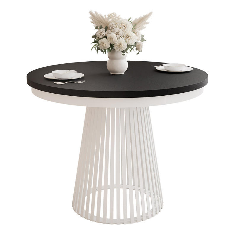 AUSZIEHTISCH AUREA 100-180/75 cm, Weiß / Schwarz - Schwarz/Weiß, Holzwerkstoff/Metall (100/100/75cm) - Idohome