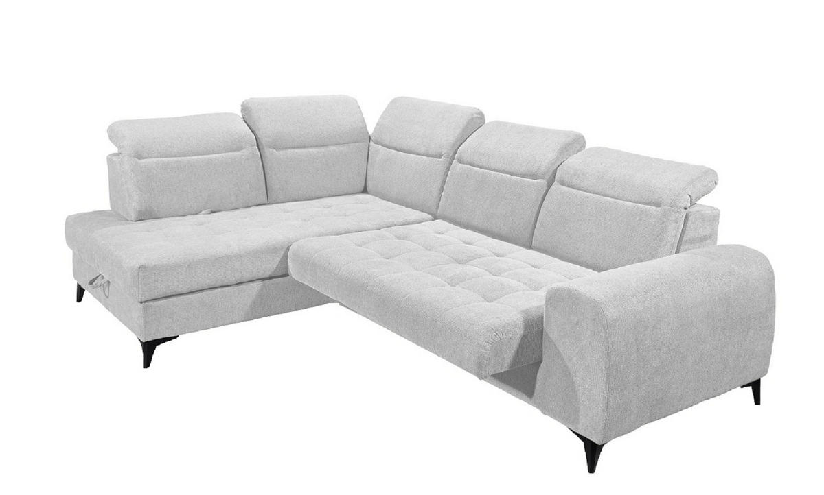 ECKSOFA mit elektrischer Sitztiefenverstellung - Hellgrau, Kunststoff/Textil (282/200cm) - ed exciting design