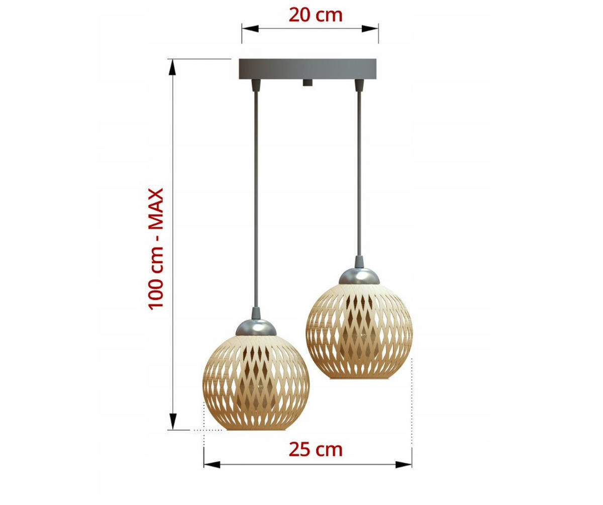 PENDELLEUCHTE BOHO - Beige/Schwarz, Holz/Metall (25/25/100cm) - kiki design