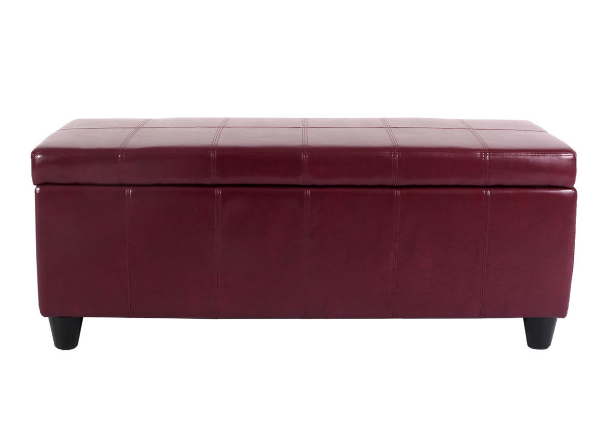 AUFBEWAHRUNGS-TRUHE Sitzbank Lars 45x112x45cm Rot Leder + Kunstleder - Rot, Kunststoff (112/45/45cm) - BERLINLODGE