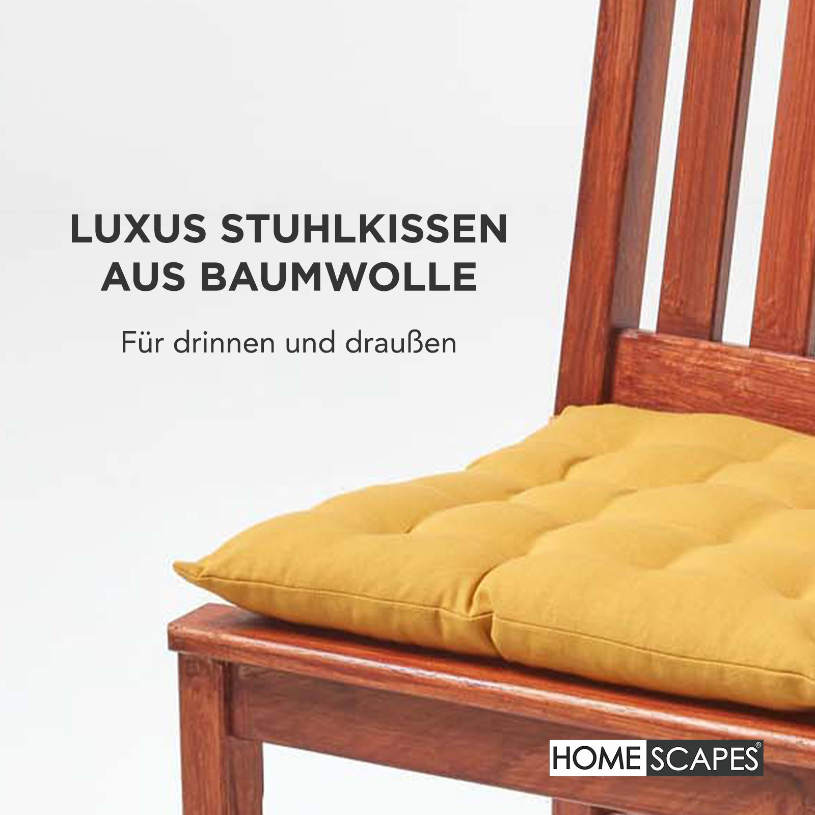 STUHLKISSEN 4er-Set senfgelb 40/40/6,5 cm - Dunkelgelb, Textil (40/40/6.5cm) - Homescapes