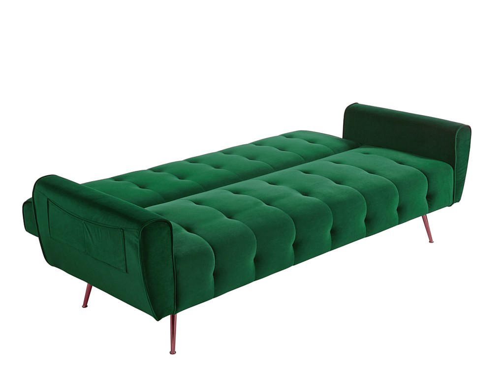 SCHLAFSOFA Klappsofa 3-Sitzer - Samt - Tannengrün - POLANI - Grün, Textil (209/83/83cm) - Vente-Unique