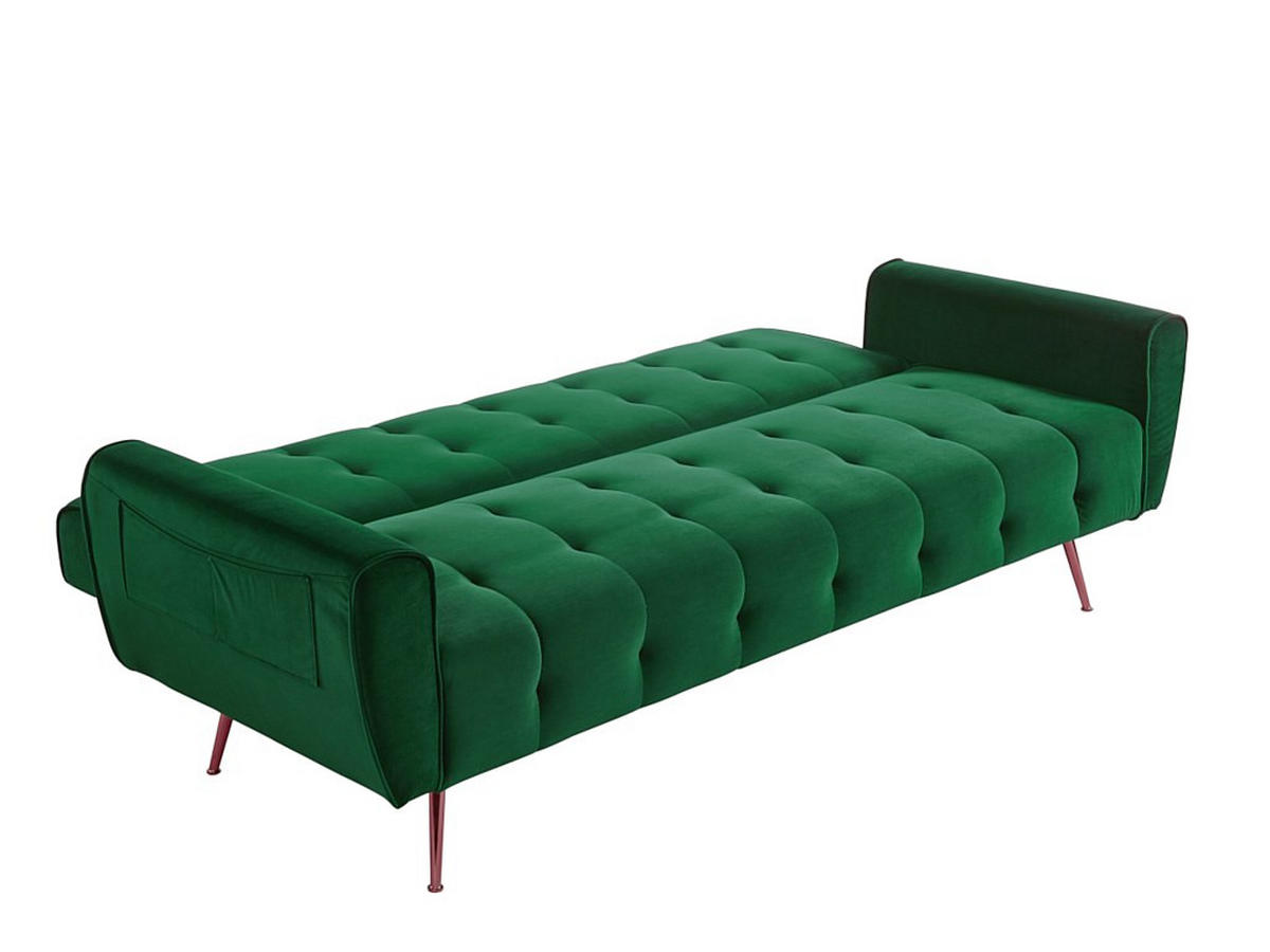 SCHLAFSOFA Klappsofa 3-Sitzer - Samt - Tannengrün - POLANI - Grün, Textil (209/83/83cm) - Vente-Unique
