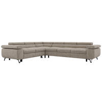 ECKSOFA NORDEN L - Greige Stukture - Rechts Seite - Greige/Schwarz, Textil/Metall (329/269cm) - MKS