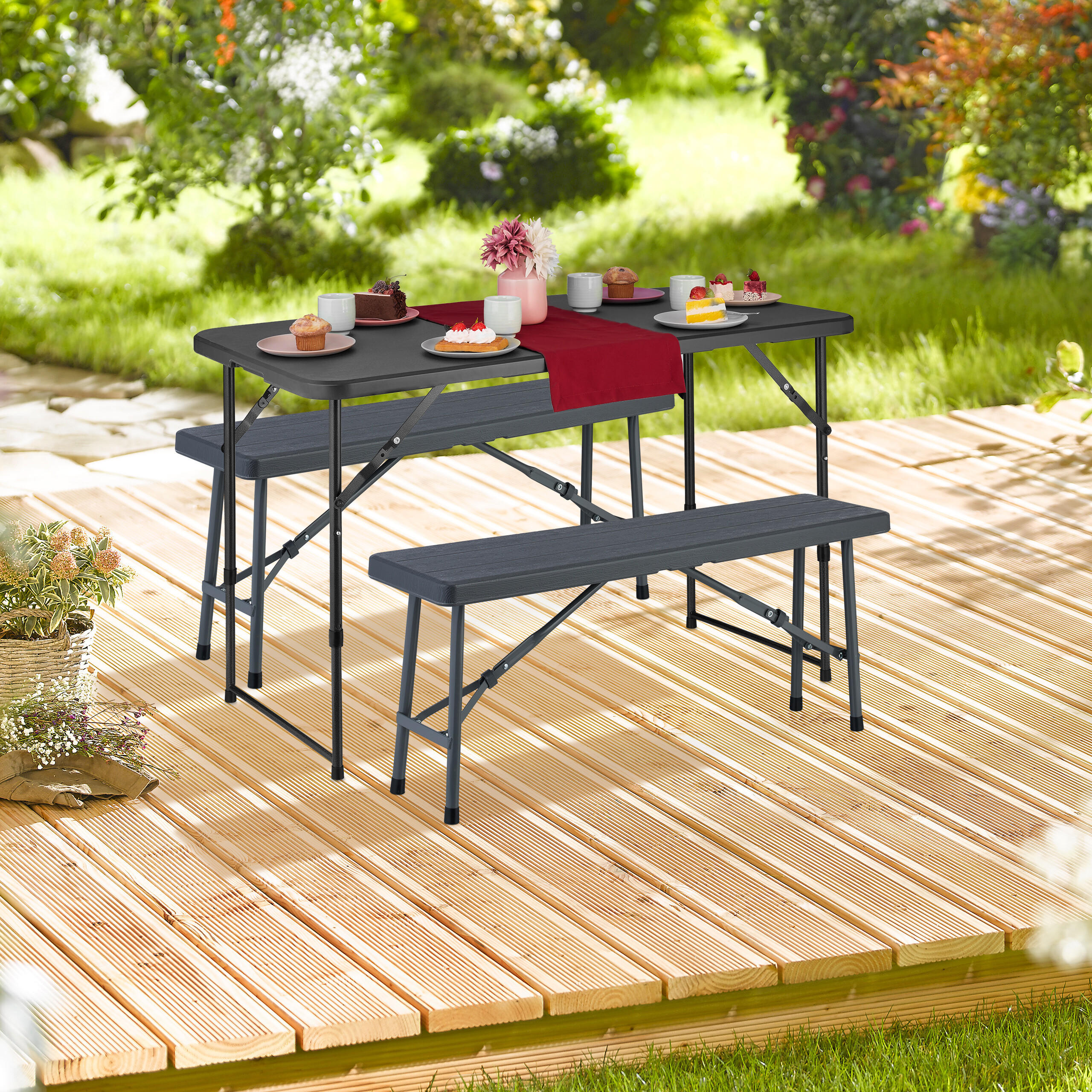 CAMPINGTISCH - Grau, Kunststoff/Metall (60/120/53.5cm) - Relaxdays