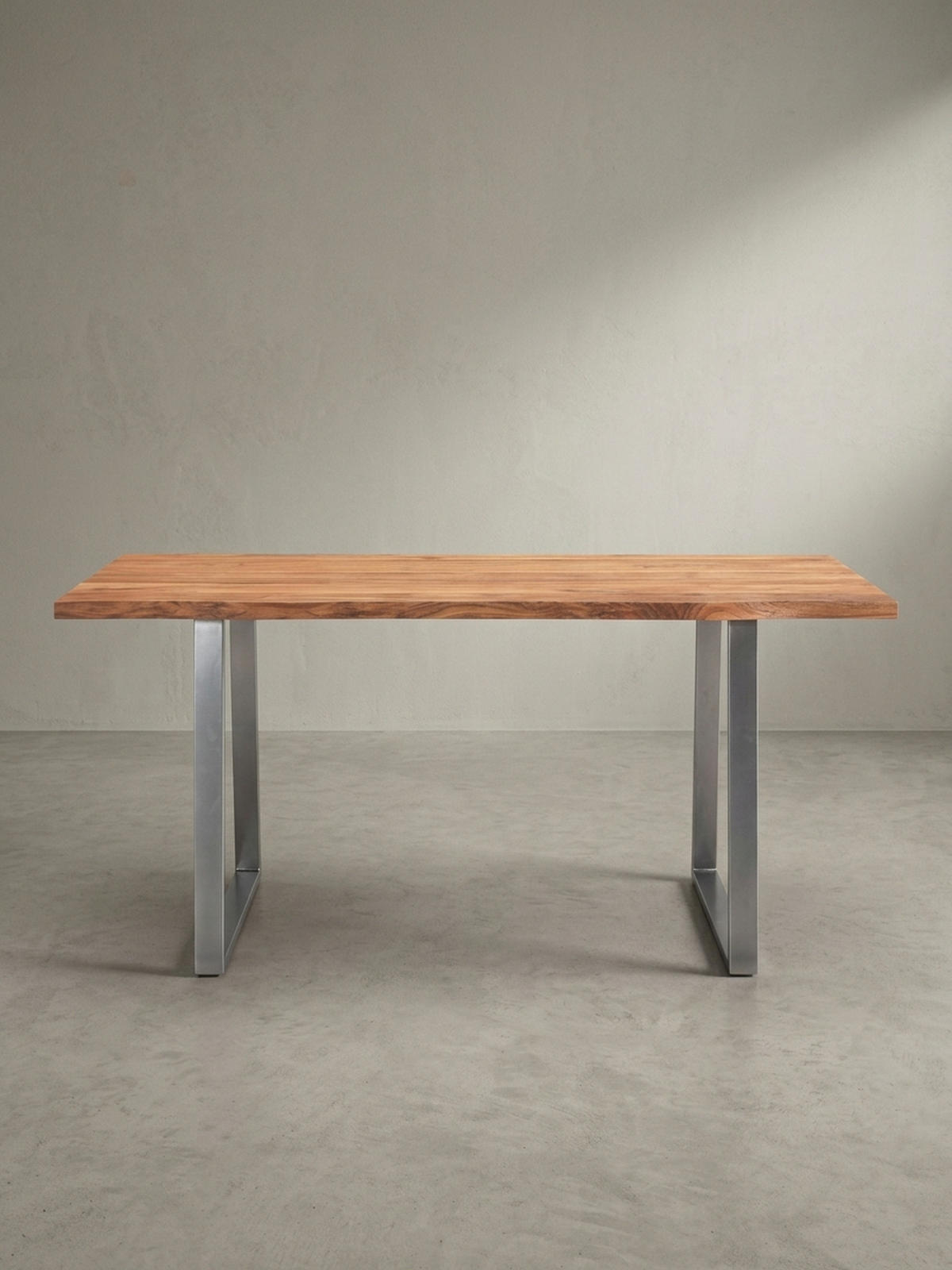 ESSTISCH Massivholz Baumkante Metallgestell Handgefertigt TARN, Goldbraun-Chrom 160x80x76 cm - Chromfarben/Braun, Holz/Metall (80/160/76cm) - KADIMA DESIGN