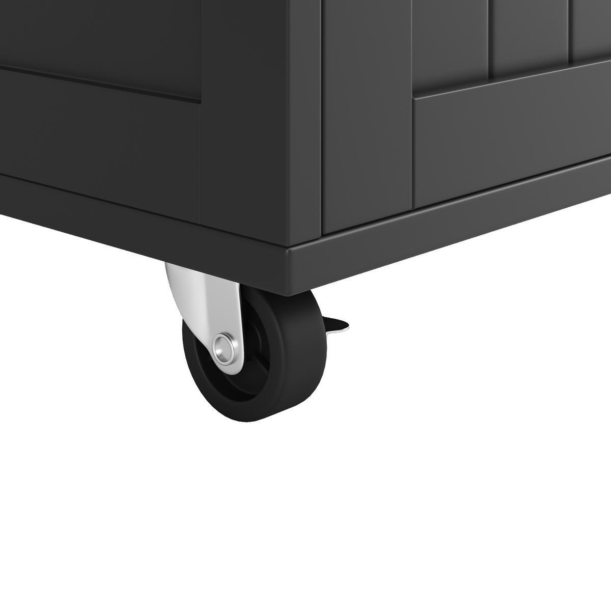 SERVIERWAGEN 102x45x92cm Schwarz mit Weinregal,Trennwänden & Lenkrollen - Schwarz, Holzwerkstoff (102/92/45cm) - Modfu