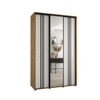 SCHWEBETÜRENSCHRANK 235,2/160/60 3-türig - Schwarz/Weiß, Holz/Metall (160/235/60cm) - Abiks Möbel