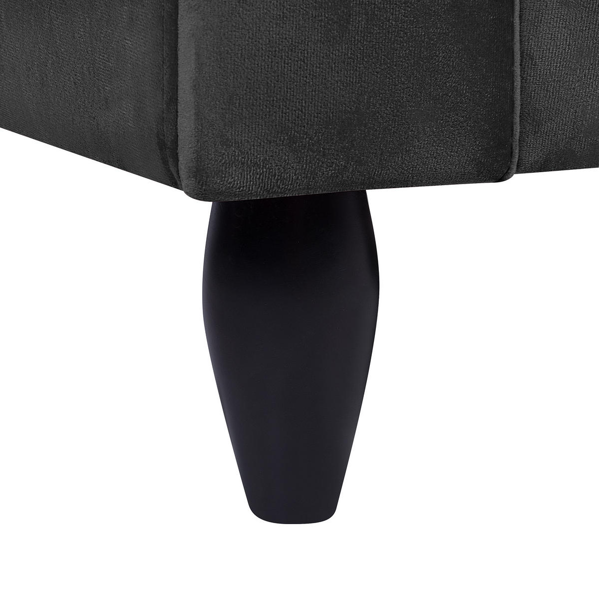3-SITZER-SOFA Samtstoff Schwarz Bornholm - Schwarz, Textil (197/76/79cm) - Beliani