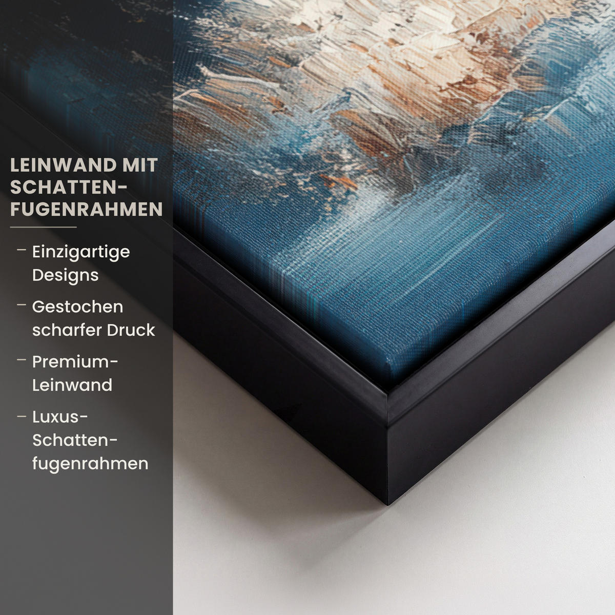 LEINWAND Bilder mit Rahmen - Wald – Winter – Natur – Abstrakt – Schnee - 70x50 - Weiß, Textil (70/50cm) - MuchoWow