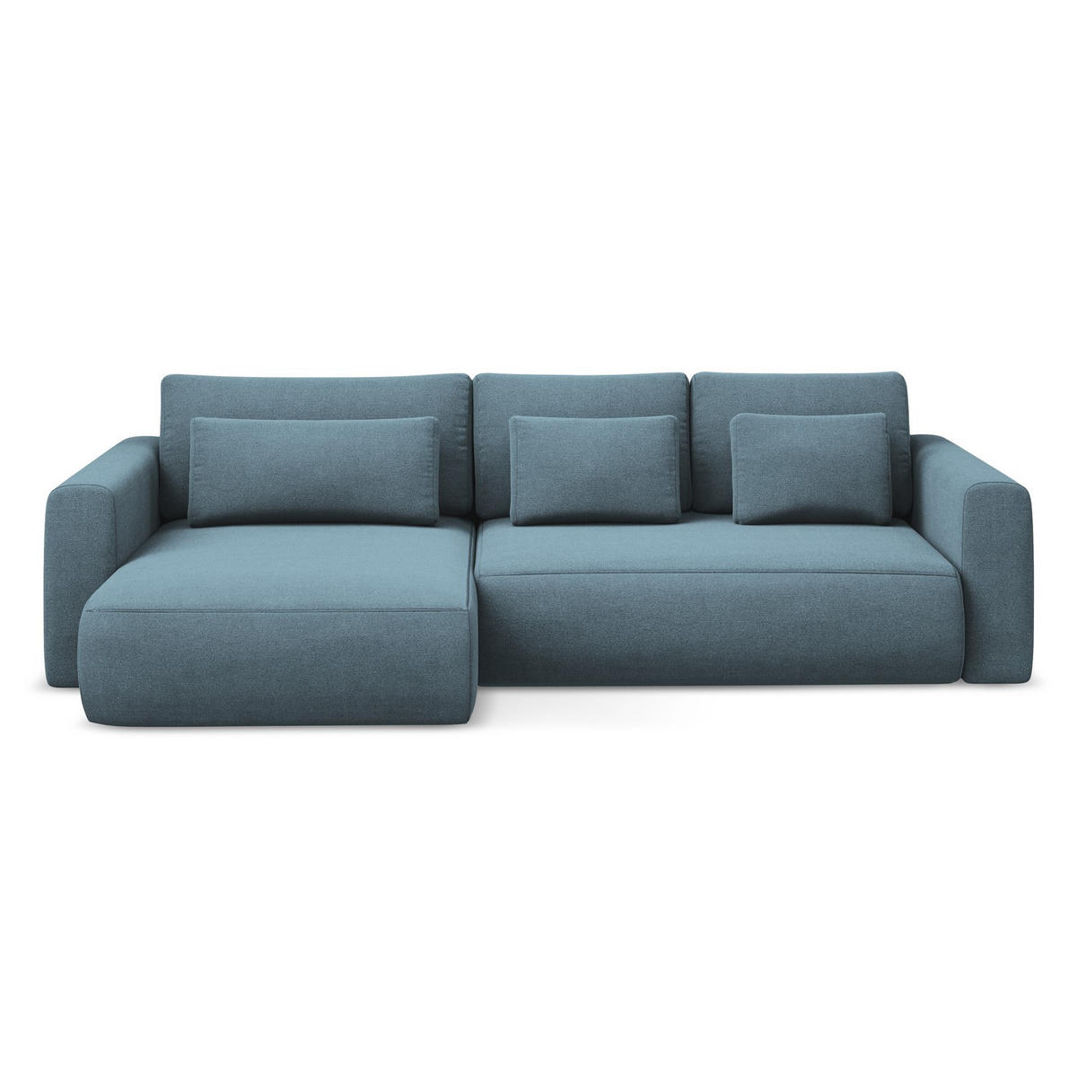 ECKSOFA mit Schlaffunktion Strukturstoff Stoff Blau - Blau/Schwarz, Kunststoff/Textil (149/278cm) - LaMiaSofa