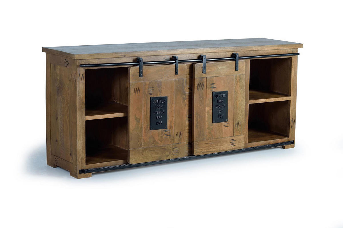 SIDEBOARD aus Mangoholz und Schwarz - Braun, Holz (45/80/190cm) - Giner y Colomer