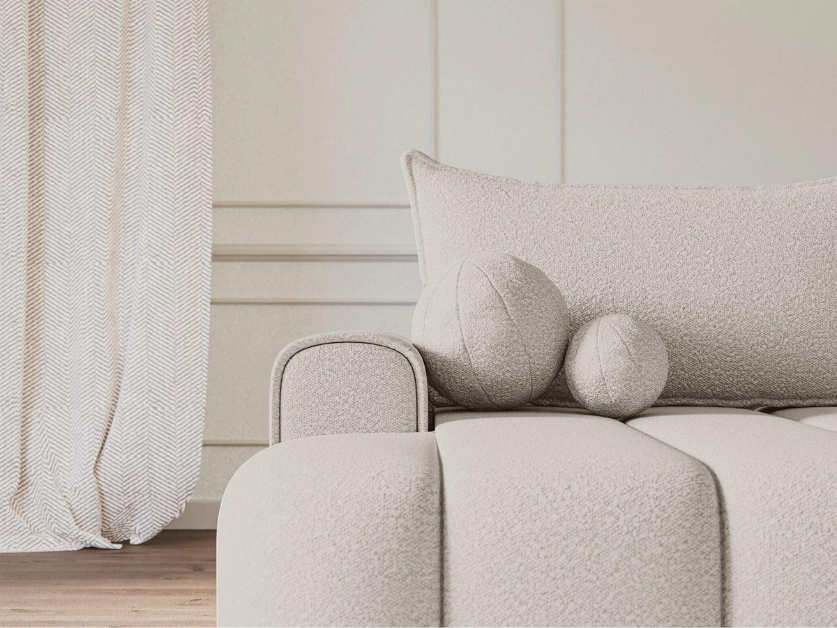 ECKSOFA Dandelino Creme mit Bouclé-Bezug, links - Creme/Schwarz, Kunststoff/Textil (271/172cm) - Selsey