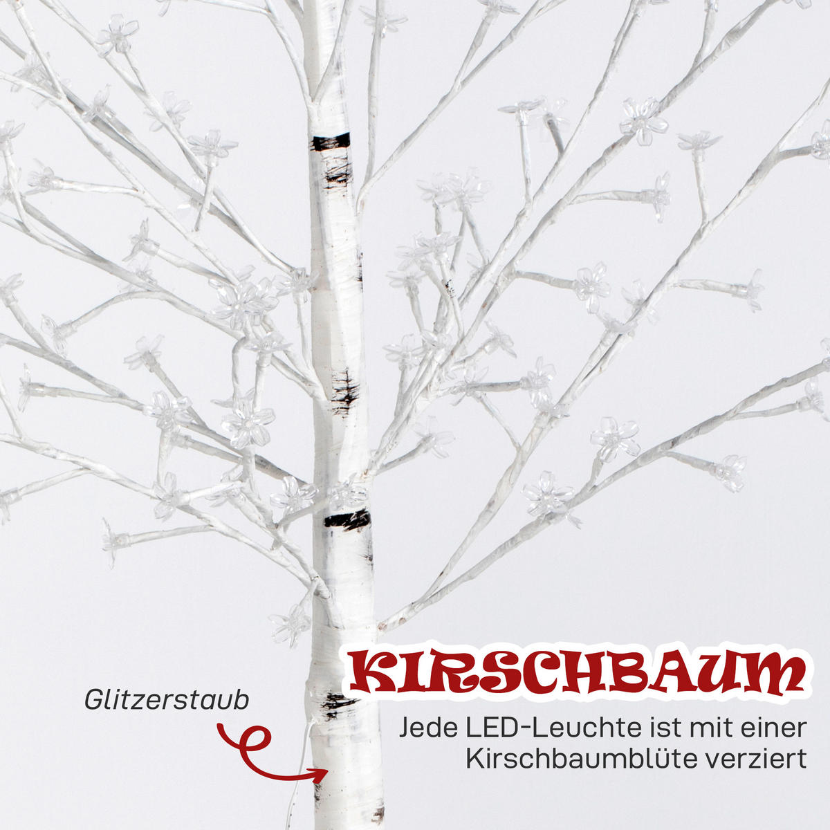 LED Baum, 150 cm Lichterbaum, Kirschbaum mit 120 LEDs, 3 Helligkeitsstufen - Weiß, Kunststoff (150cm) - HOMCOM