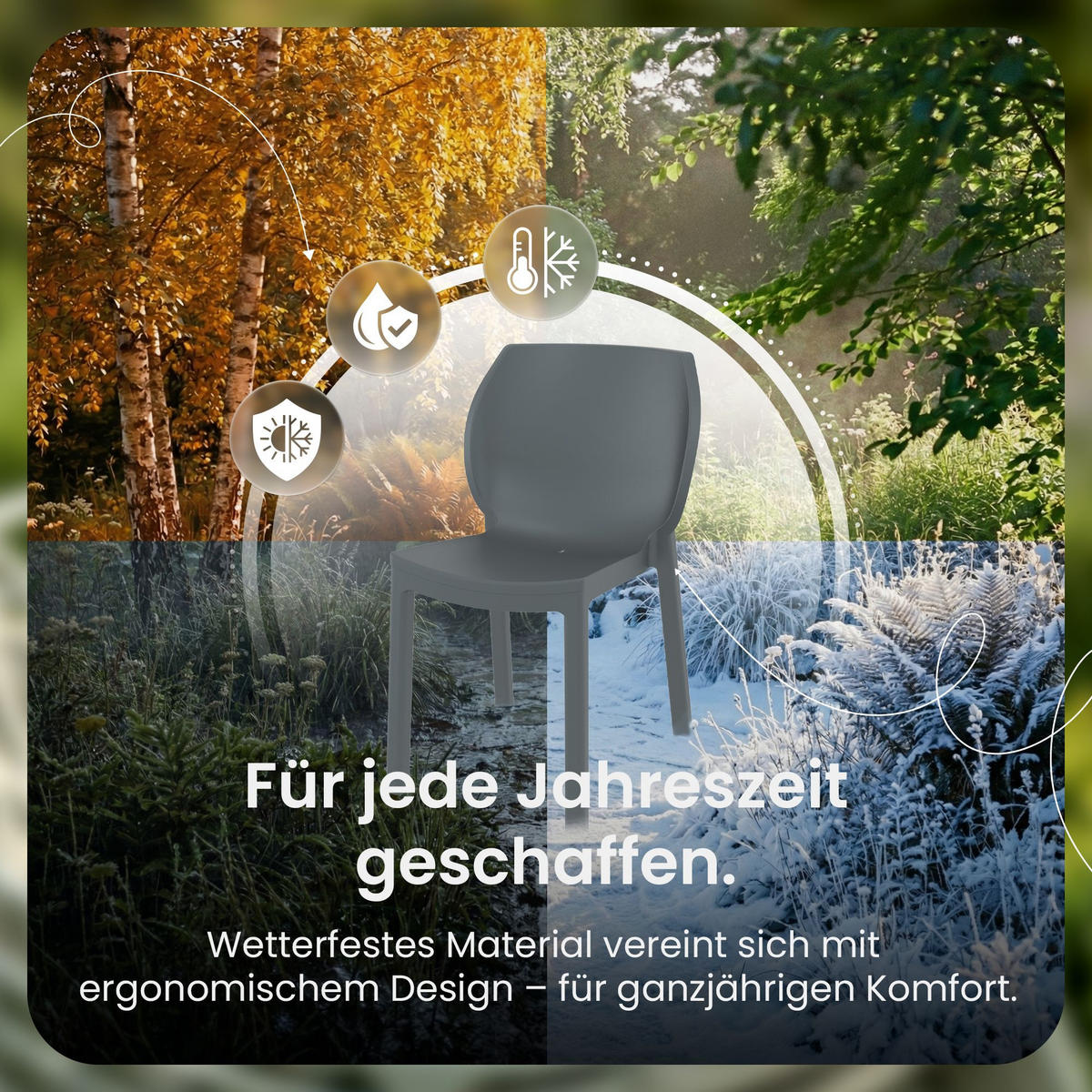 GARTENSTUHL 6 Kunststoff Dunkelgrau - Dunkelgrau, Kunststoff (58/80/59cm) - CLP