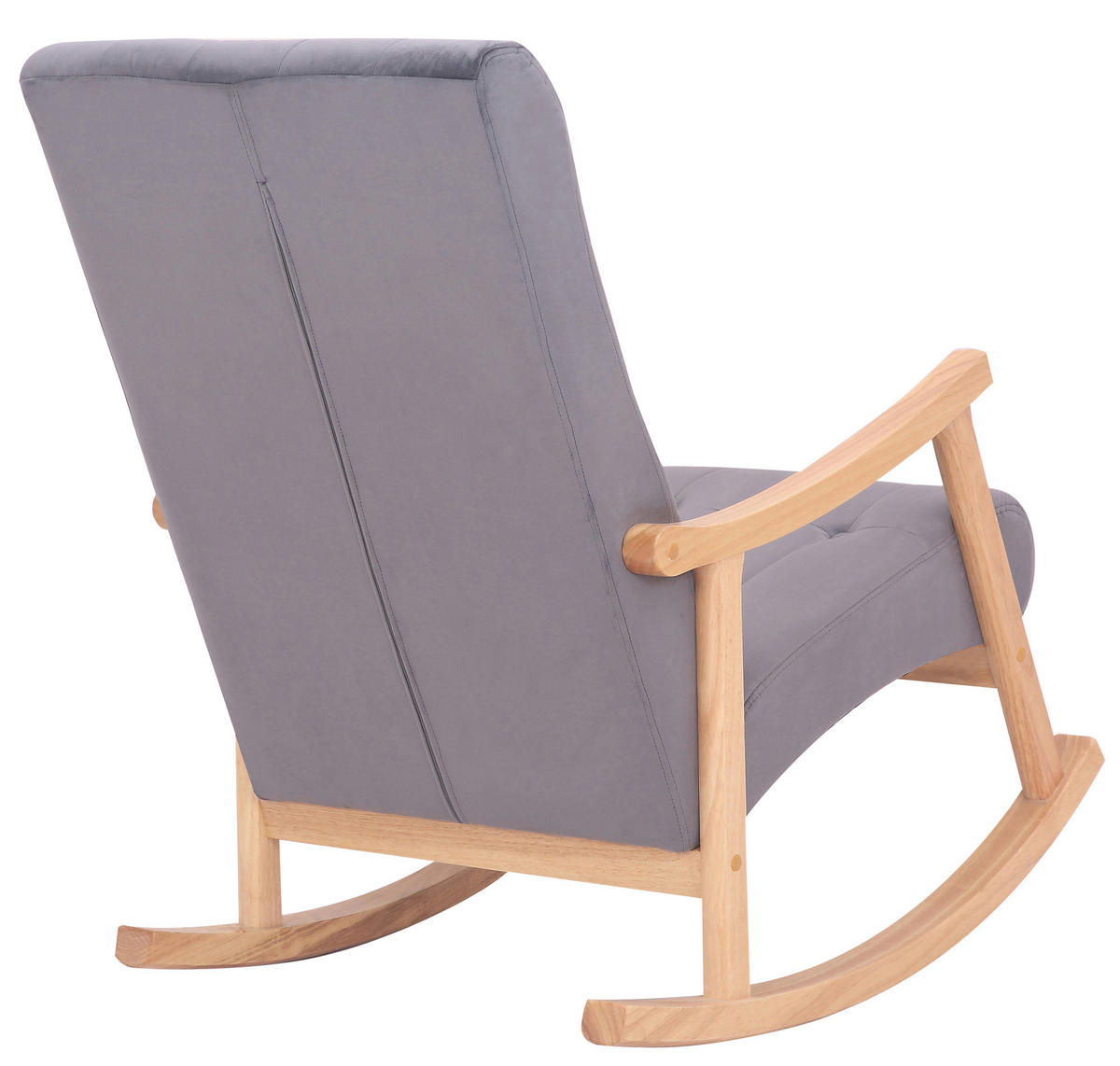SCHAUKELSTUHL Sarti Samt, Gestell Kautschukholz natur Natura/Grau - Naturfarben/Grau, Holz/Textil (62/98/92cm) - TPFLiving