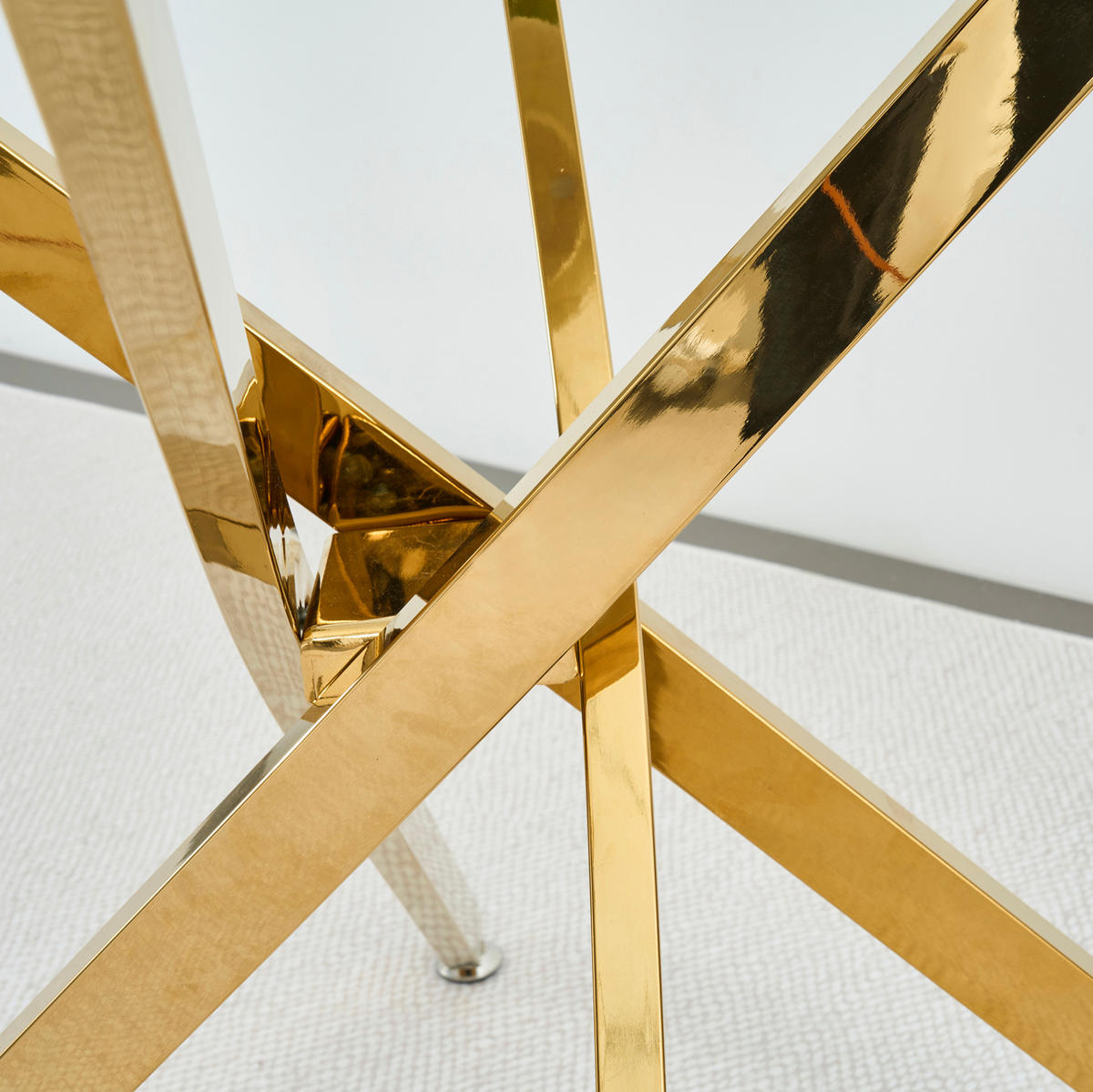 ESSTISCH 80/76/80 cm Gold aus Glas und Metall mit Kreuzfuß - Goldfarben, Metall (80/80/76cm) - OKMYHOME
