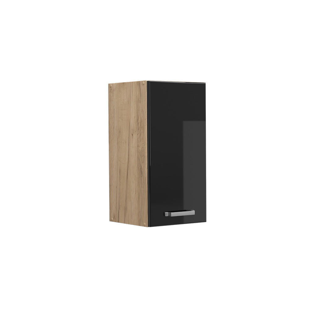 HÄNGESCHRANK R-Line Schwarz Hochglanz 30 cm - Honigeiche/Schwarz Hochglanz, Holzwerkstoff (30/60/31cm) - Vicco