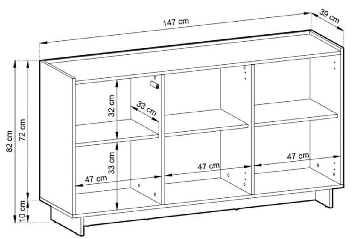 SIDEBOARD Eiche K147 - Eichefarben, Holzwerkstoff (147/82/39cm) - Sepro Meble