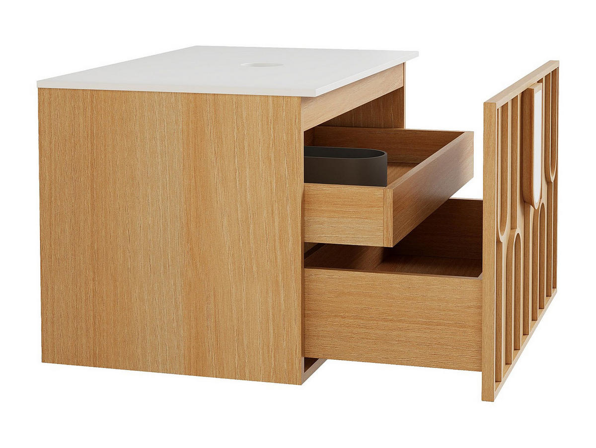 WASCHBECKENUNTERSCHRANK - 75cm x 50cm - Furnierplatte - naturfarben hell - MERKAN - Naturfarben, Holz (75/49/50cm) - Vente-Unique