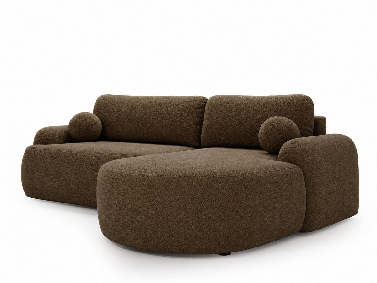 ECKSOFA Aurio Dunkelbraun Rechts - Dunkelbraun, Holz/Textil (261/177cm) - Graingold