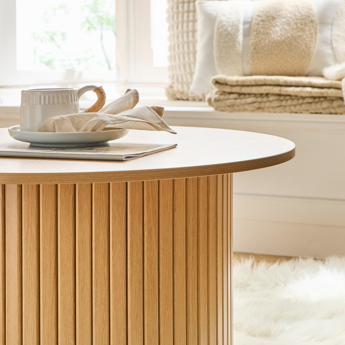 COUCHTISCHE in Houtenoptik - ELIE 70/70/40 cm - Eschefarben, Holzwerkstoff (70/70/40cm) - Calicosy