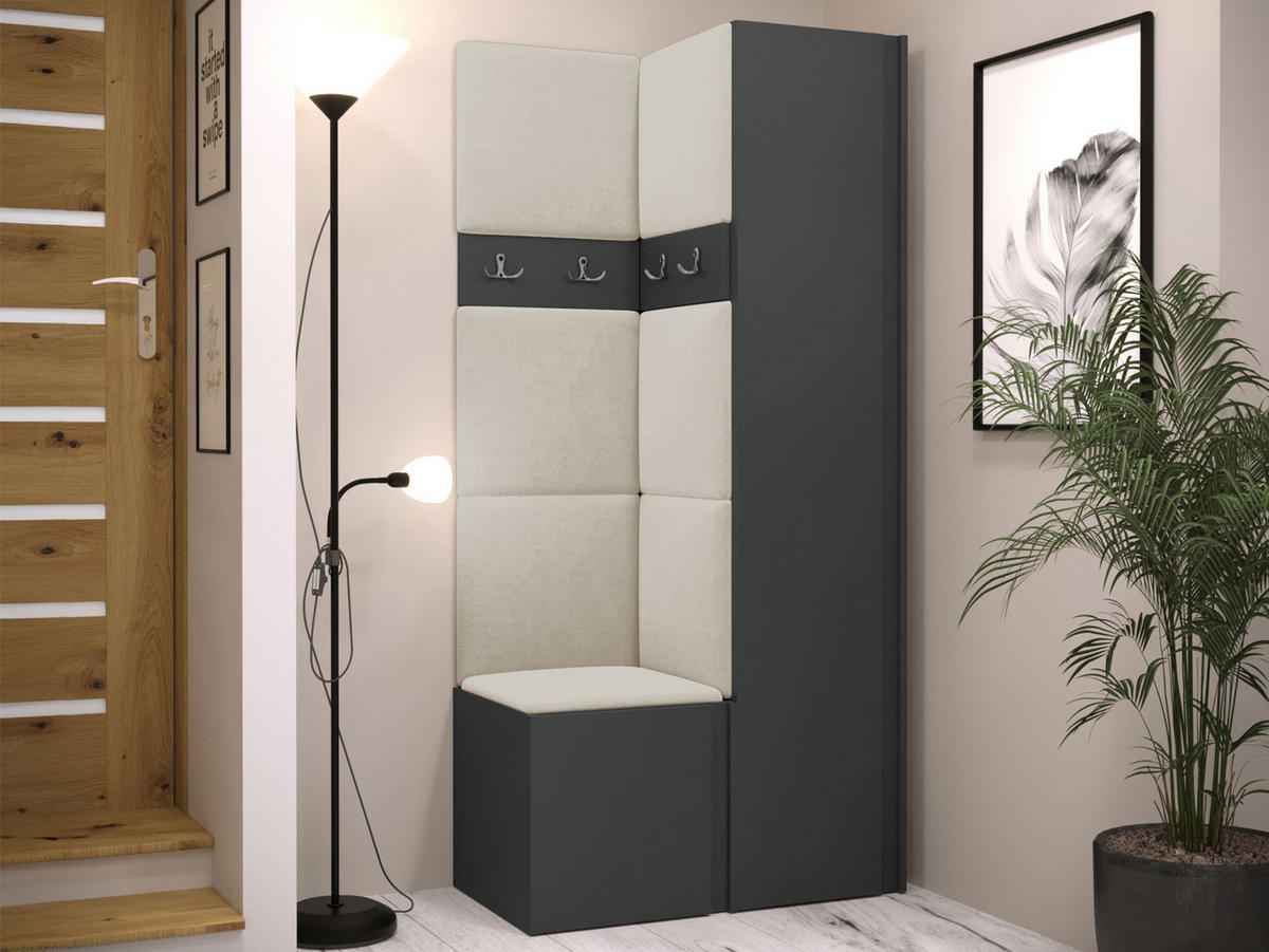 GARDEROBEN-SET Orion XXIV - Beige/Graphitfarben, Holzwerkstoff/Kunststoff (82/186/46cm) - MIRJAN24