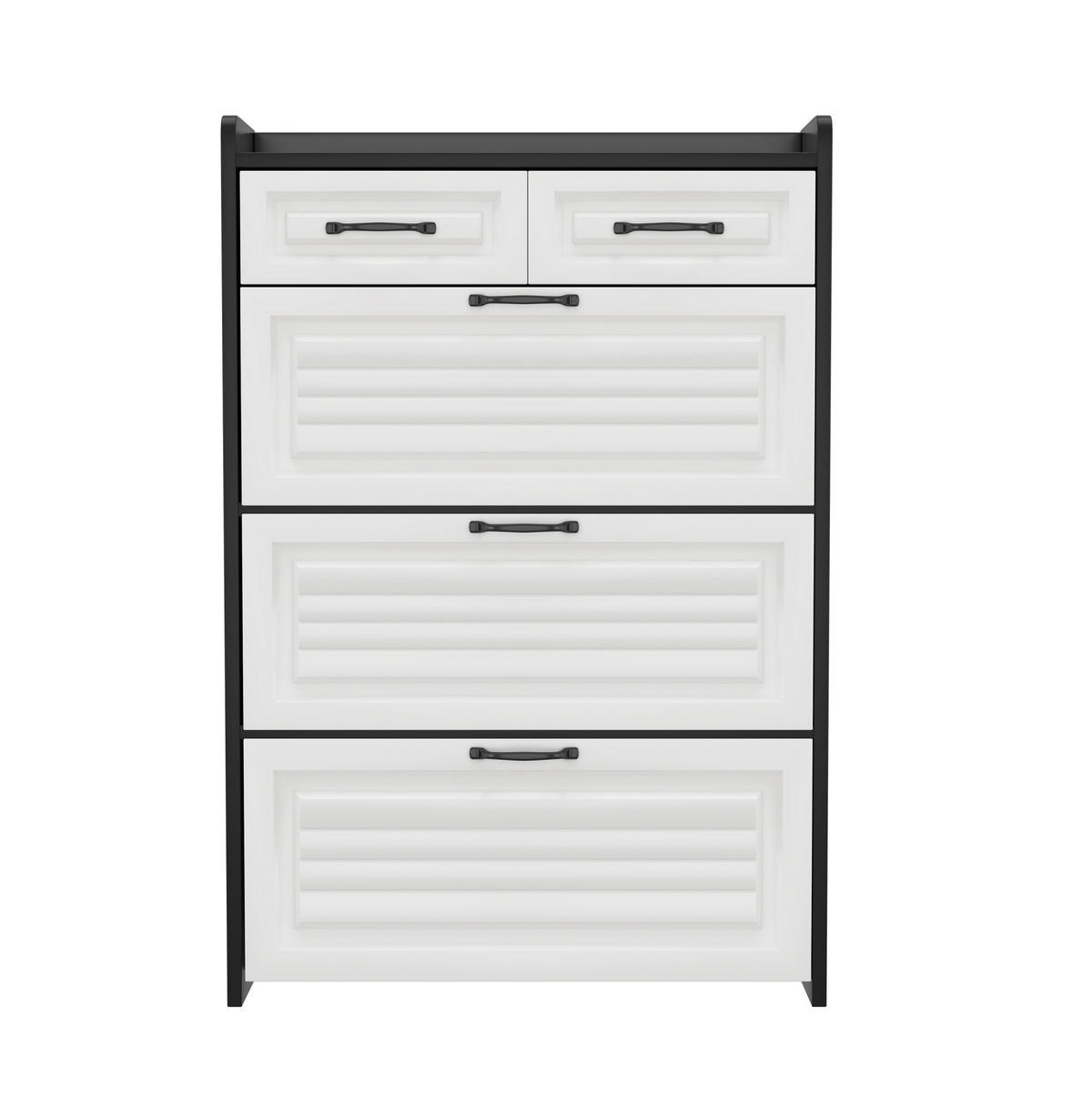 SCHUHSCHRANK aus Spanplatte 80x23,5x131cm in Weiß mit 3 Drehregalen & 2 Schubladen - Weiß, Holzwerkstoff (80/131/23.5cm) - Modfu