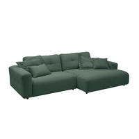 ECKSOFA XL MIKA Smaragdgrün Cord - Smaragdgrün/Schwarz, Kunststoff/Textil (296/167cm) - KAWOLA