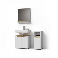 BADMÖBEL-KOMBINATION Timavo Weiß 3 Teile, mit Midischrank - Weiß/Eiche Artisan, Holzwerkstoff (60/57/35cm) - Livinity®