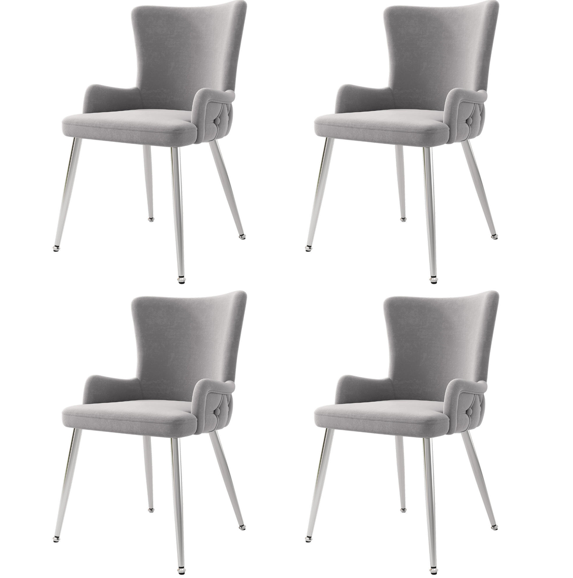 ESSZIMMERSTUHL 4er-Set Samt Grau mit Metallbeinen Silberfarben - Grau, Metall (47/85/49.1cm) - Meubliv