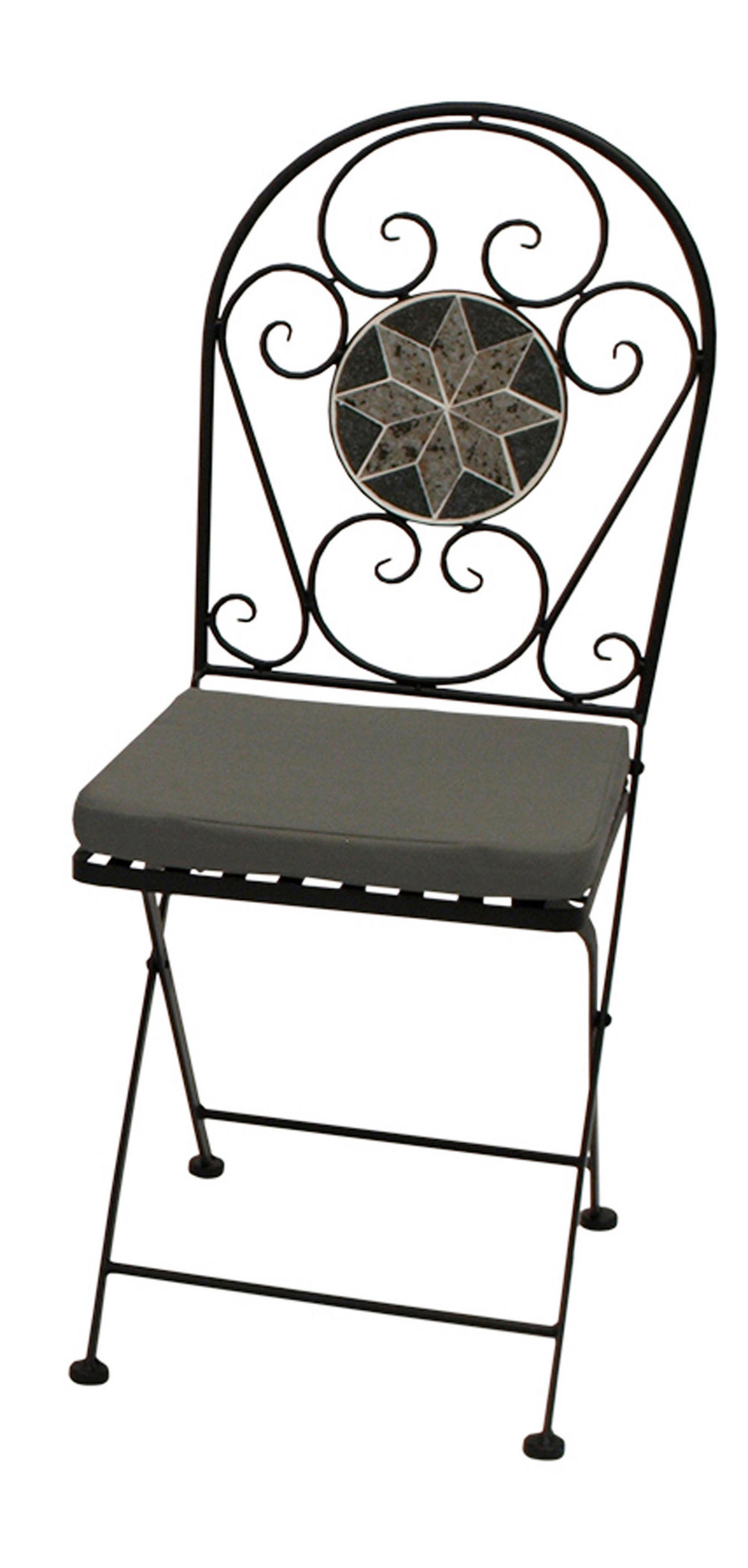 BISTROSET Derby - GartensitzGARTEN-GARNITUR 3-teilig (2x Klappstuhl, 1x Wandtisch 90x45cm rechteckig) - Grau, Metall - TPFGarden